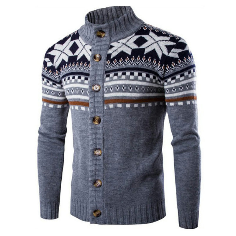 Men's Cardigan Sweater Autumn Winter Warm Fashion Printed Coat DL11001 - Image 4