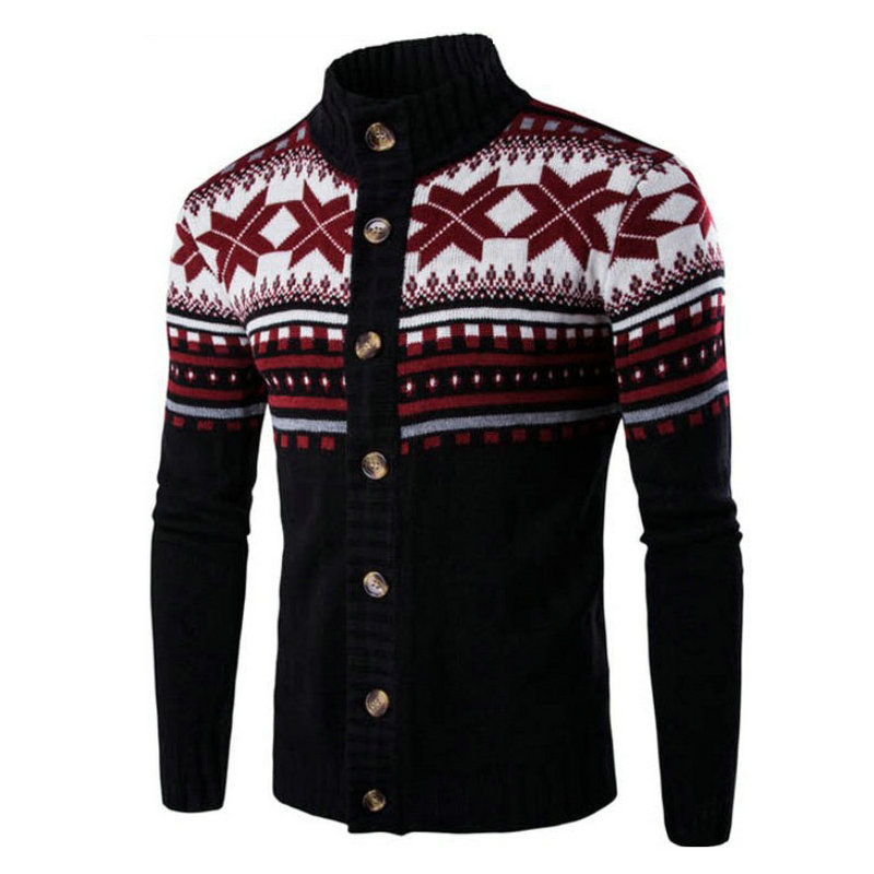 Men's Cardigan Sweater Autumn Winter Warm Fashion Printed Coat DL11001 - Image 5