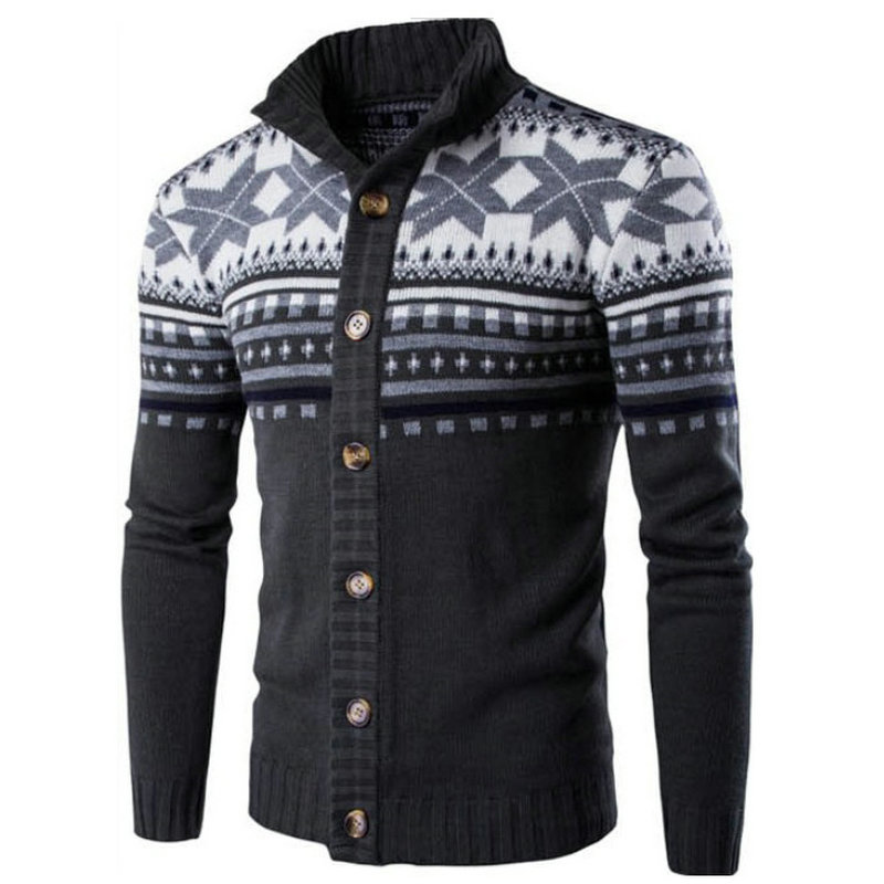 Men's Cardigan Sweater Autumn Winter Warm Fashion Printed Coat DL11001 - Image 6