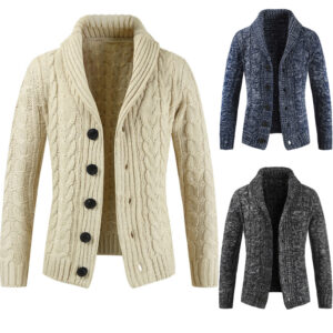 Elegant Men's Cardigan Buttons Sweater Warm Fashion Knit Coat DL11004