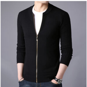 Elegant Men's Cardigan Zipper Sweater Warm Fashion Polo Coat DL11005