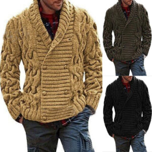Men's Cardigan Sweater Autumn Winter Warm Fashion Printed Coat DL11012