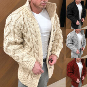 Men's Jacquard Cardigan Fashion Button Sweater Autumn Winter Coat DL11013
