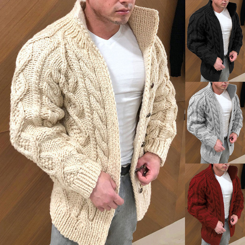 Men's Jacquard Cardigan Fashion Button Sweater Autumn Winter Coat DL11013
