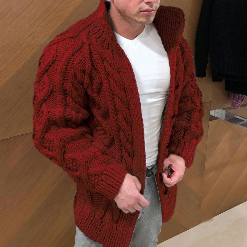 Men's Jacquard Cardigan Fashion Button Sweater Autumn Winter Coat DL11013 - Image 2