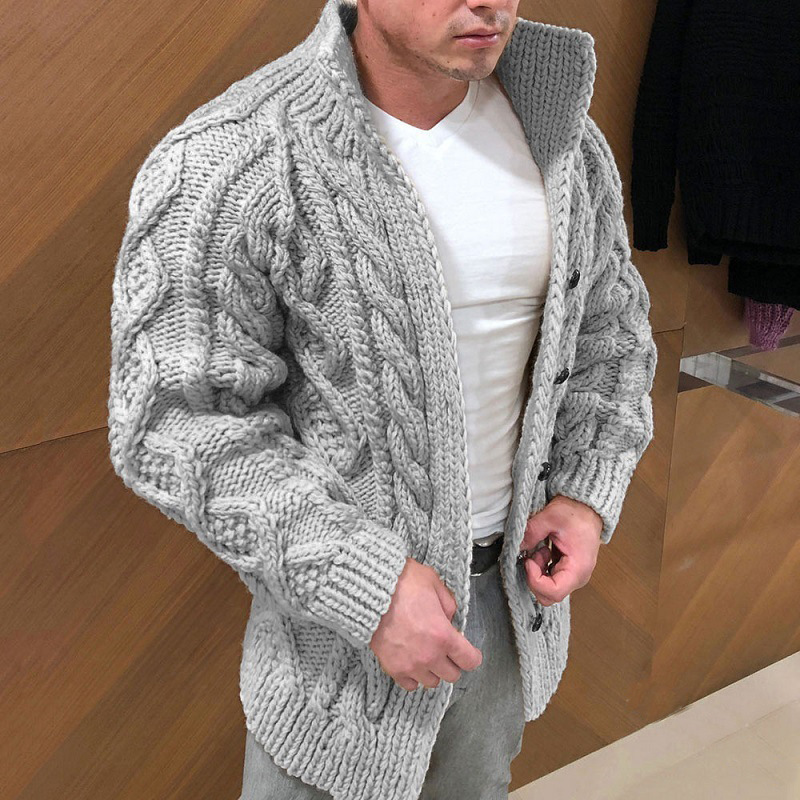 Men's Jacquard Cardigan Fashion Button Sweater Autumn Winter Coat DL11013 - Image 3