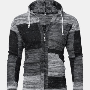 Men's Cardigan Autumn Warm Long Sleeves Sweater with Hat Coat DL11014