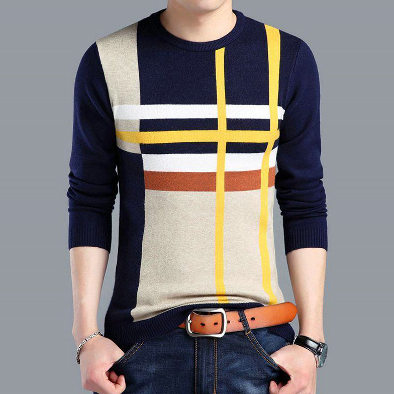 Knit Men's Sweater Thin Spring Sweater Loose Pullover DL12010 - Image 4