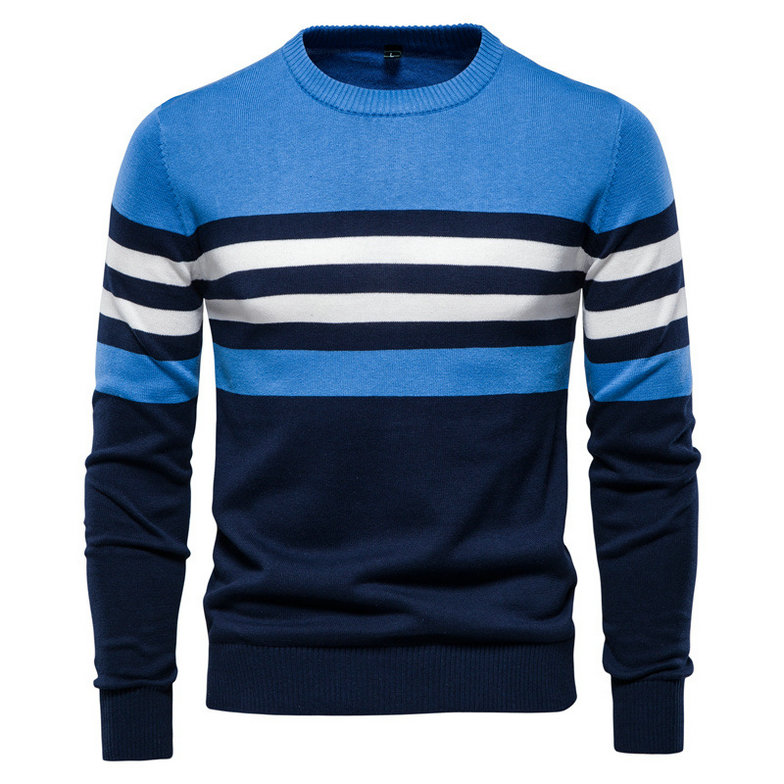Men's Pullover Cotton Fashion Striped Knit Sweater DL12011 - Image 2