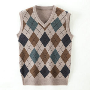 Classic Casual Mens V Neck Knit Vest Designer Wool Sweater DL13002