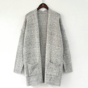 Alternative view of Womens Long Sleeves Grey Knit Sweater Cardigan DL21002