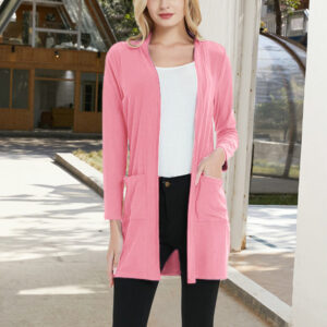 Alternative view of Women Long Sleeve Cardigan Knit Sweater with Pocket DL21004