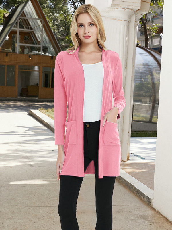 Women Long Sleeve Cardigan Knit Sweater with Pocket DL21004 - Image 2
