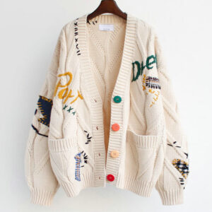 Women's Loose Cardigan Sweater Embroidery Coat DL21015