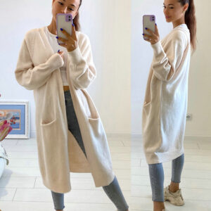 Lady's Long Sweater Cardigan Knit Coat with Pocket DL21016