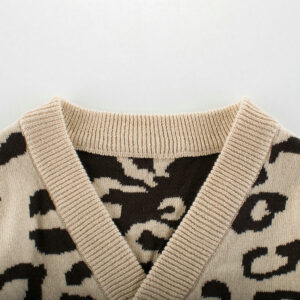 Alternative view of Leopard Baby Kids Knitted Sweater Cardigan V-neck Coat DL31001