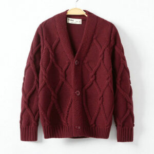 Boys Sweater Solid Warm Jacquard V-neck Cardigan DL31003