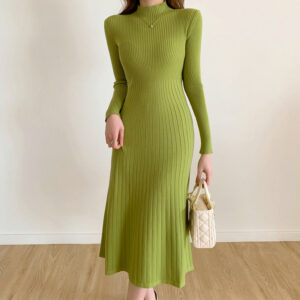 Slim Long Sleeve Party Midi Dress Women Knitted Elegant Sweater DL22001