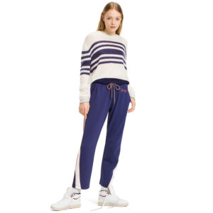 Women's Long Sleeves Crewneck Stripe Sweater Casual Loose Fit Pullover DL23009