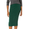 Women's Basic Plain Stretchy Ribbed Knit Split Full Length Skirt DL24004