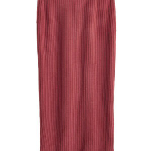 Alternative view of Women's Basic Plain Stretchy Ribbed Knit Split Full Length Skirt DL24004