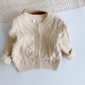 Kids Girls Autumn Winter Long Sleeve Solid Knitted Outwear Cardigan Sweater DL41002
