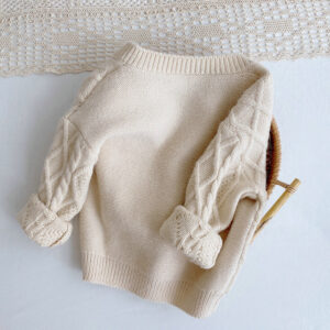 Alternative view of Kids Girls Autumn Winter Long Sleeve Solid Knitted Outwear Cardigan Sweater DL41002