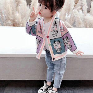Alternative view of Girls Cardigan Sweaters New Spring Autumn Children's Cartoon Coats Tops DL41004